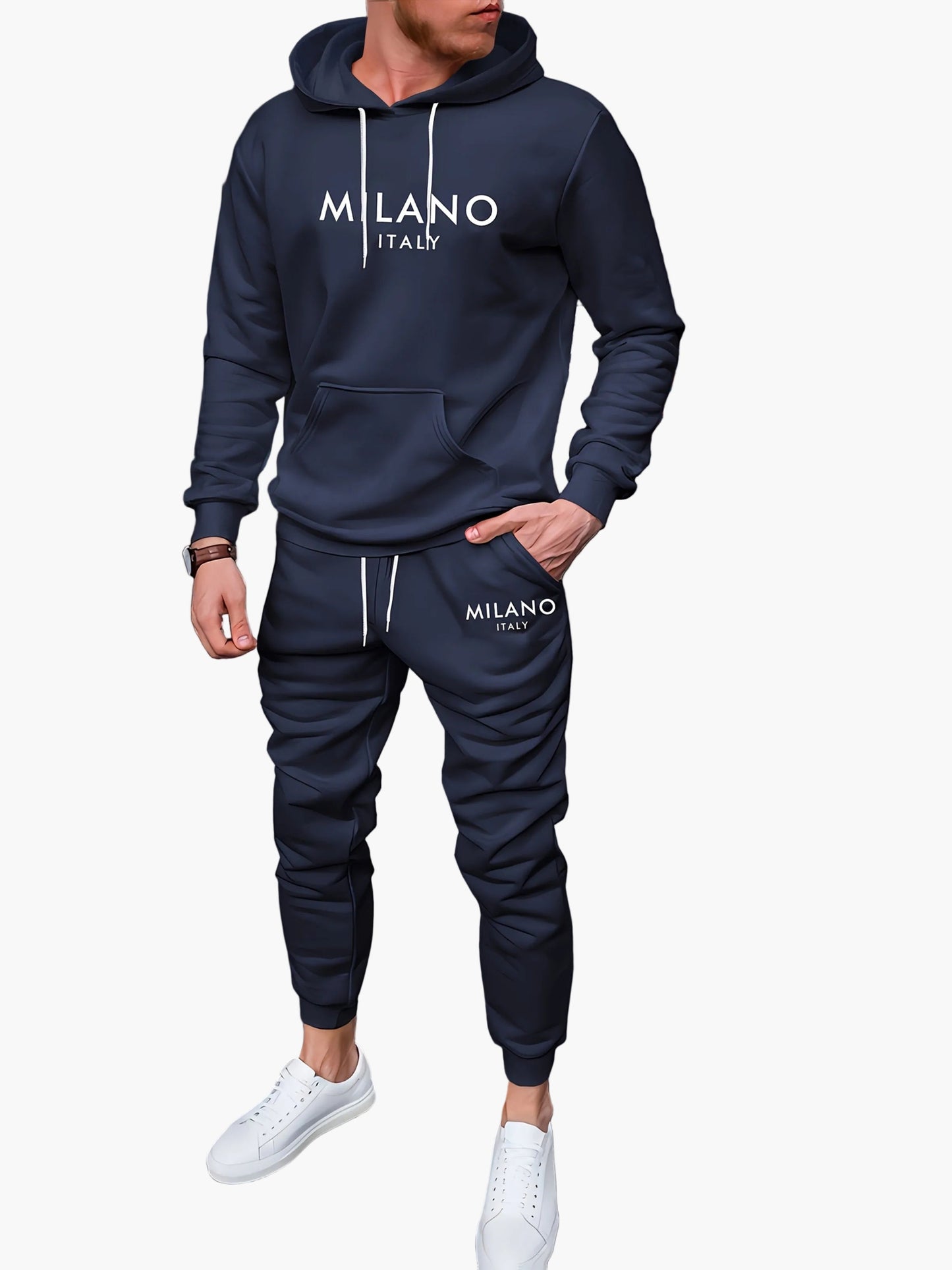 Herren Milano Italy Freizeit Jogginganzug Set – Hoodie & Jogginghose im modernen Streetwear Look