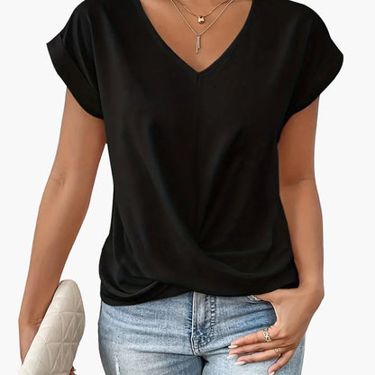 Damen Elegante Wickelbluse mit V-Ausschnitt für Alltag und Büro