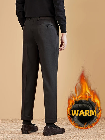 Herren Freizeithose mit Bundfalten – gefütterte Stoffhose