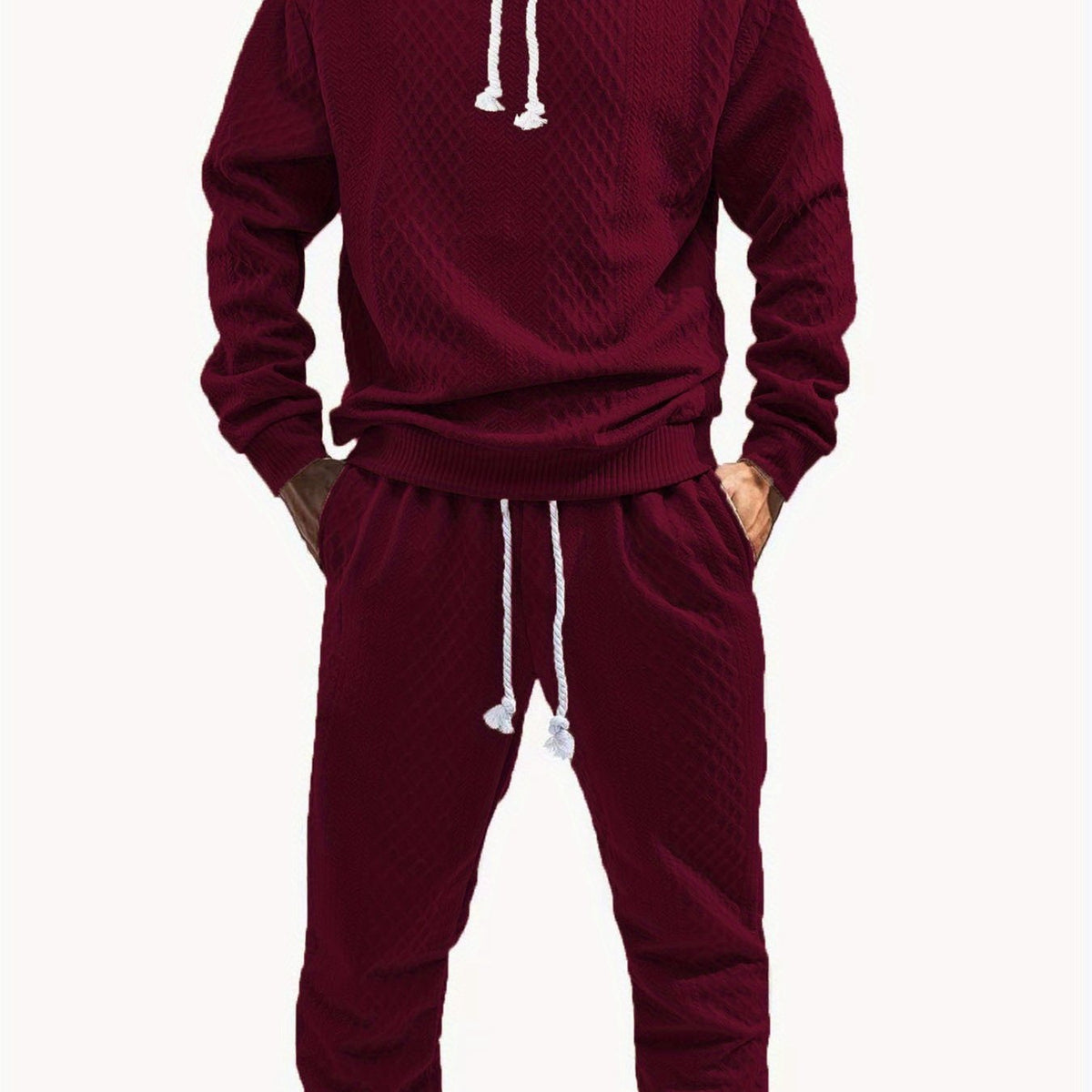 Herren Kapuzenpullover & Jogginghose Set Strukturiert Langarm Freizeitanzug Mehrfarbig