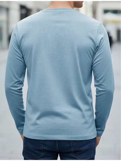 Herren Langarmshirt mit Motiv Rundhalsausschnitt in verschiedenen Farben
