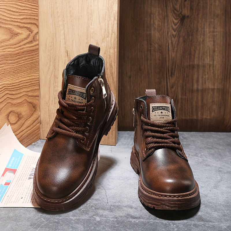 Robuste Herren Winterstiefel mit Schnürung und Reißverschluss, gefüttert, in Braun und Schwarz