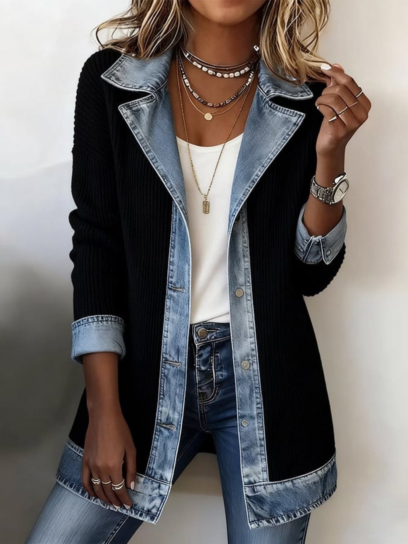 Damen Blazer im modernen Denim-Look – Eleganter Business & Casual Blazer für Alltag und Büro