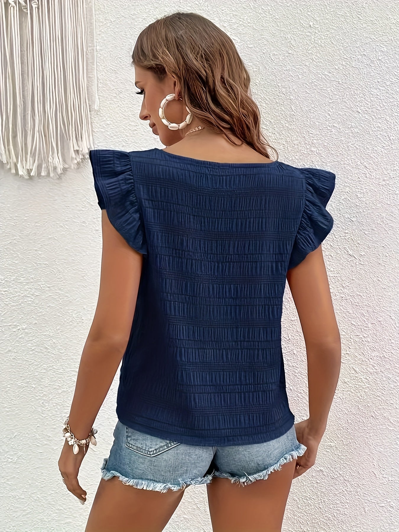 Damen Sommer-Top mit Rüschenärmeln im Casual Style – Perfekt für den Alltag oder Urlaub