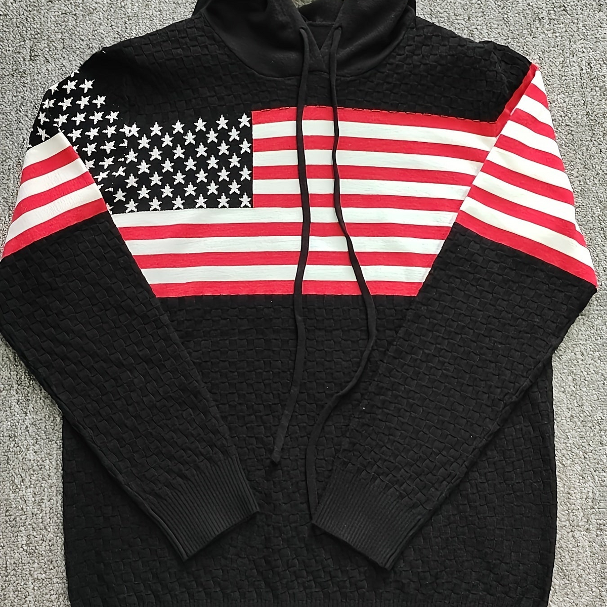 Herren Hoodie Strick-Optik mit Kapuze & Kängurutasche Grau-meliert