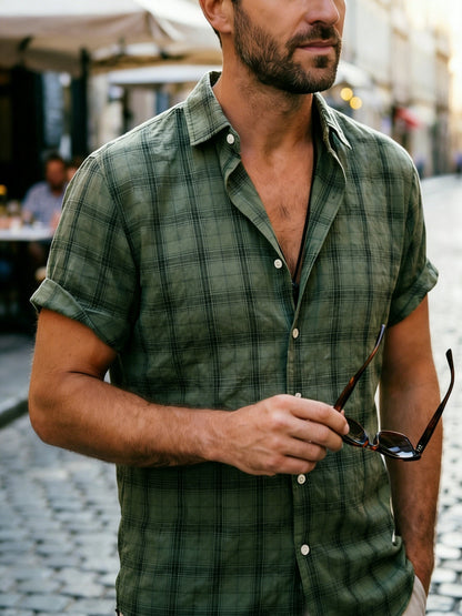 Herren Freizeit Kurzarm-Hemd im Karo-Design – Stilvolle Sommer-Mode für Alltag und Ausgehen