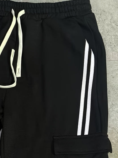 Herren Cargo Jogginghose mit Streifen und Taschen – Streetwear Stil, Relaxed Fit