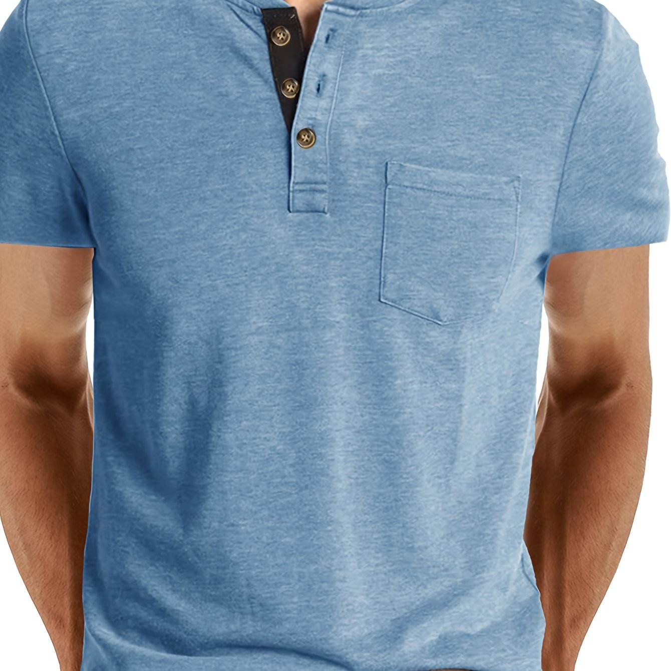 Herren Henley T-Shirt mit Knopfleiste und Brusttasche – Freizeitstil für Alltag und Wochenende