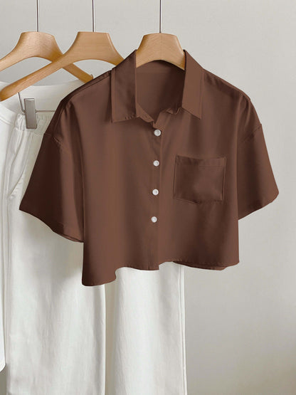 Damen Kurzarm Bluse im modernen Cropped-Look – Lässig & vielseitig kombinierbar