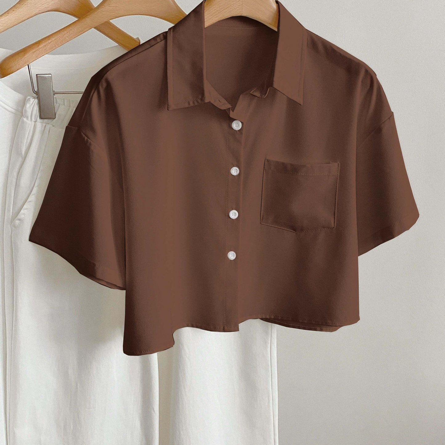 Damen Kurzarm Bluse im modernen Cropped-Look – Lässig & vielseitig kombinierbar