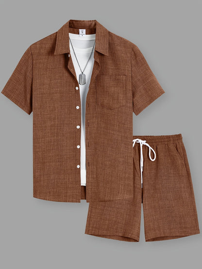 Herren Sommer Freizeit Set – Kurzarm Hemd & Shorts, Modernes 2-teiliges Outfit für Alltag und Urlaub