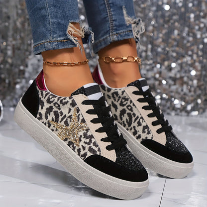 Damen Sneaker mit Glitzerstern – Modische Freizeitschuhe für Alltag & Party