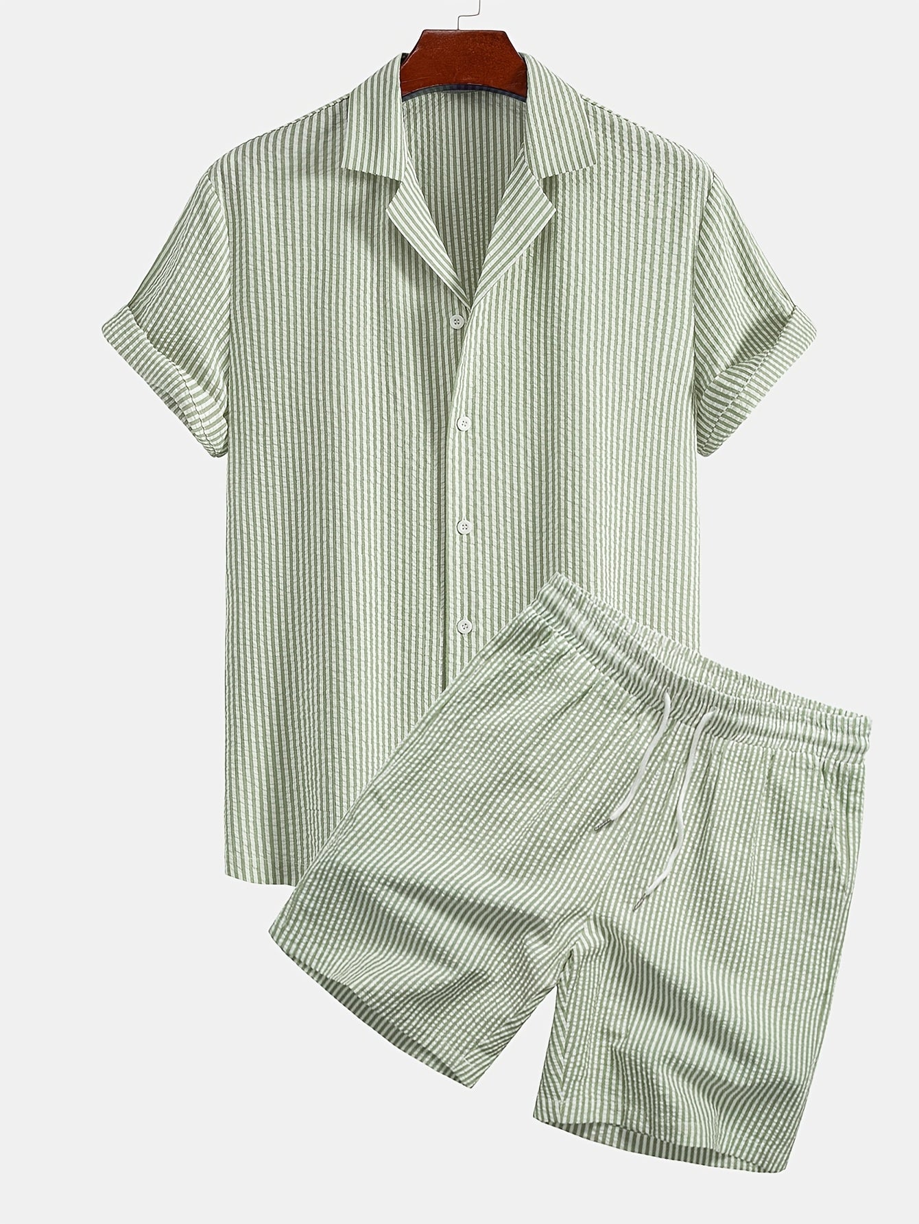 Herren Set Kurzarmhemd und Shorts mit Streifen – Stilvolles Freizeit-Outfit für Strand und Sommer