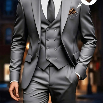 Herren Anzug Set 3-teilig mit Sakko Weste Hose Hochzeitsanzug Business