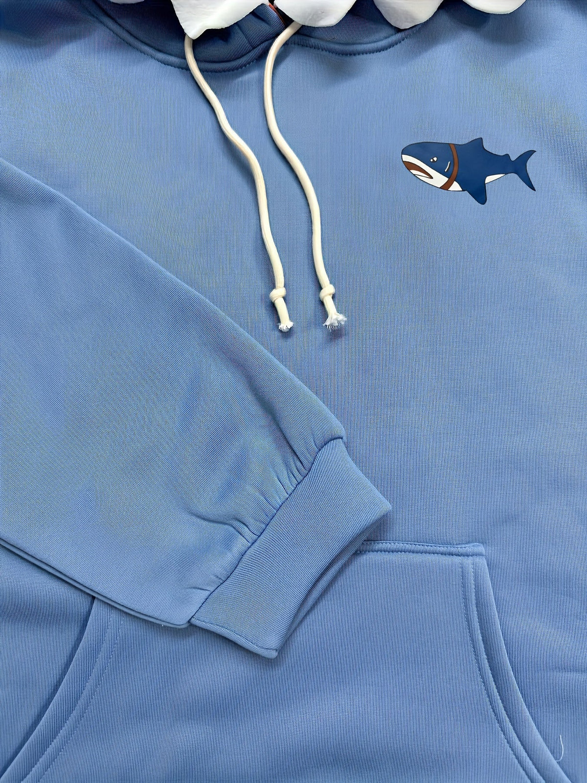 Unisex Kapuzenpullover mit Hai-Design, lässiger Hoodie mit Kordelzug, Blau