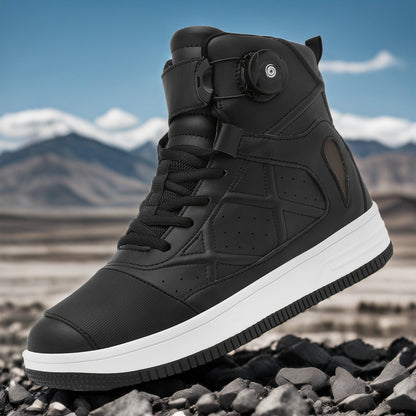 Hoher Sneaker für Herren, Schwarz mit Schnürsenkeln & Drehverschluss