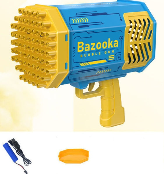 Kinder Bazooka Bubble Gun – Elektrische Seifenblasenpistole mit 69 Düsen und Lichteffekten – Geschenk für Indoor und Outdoor Spaß