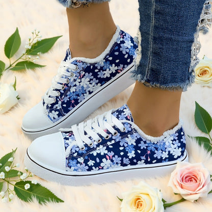 Damen Sneaker mit Blumenmuster – Modische Freizeitschuhe für Alltag und Spaziergänge