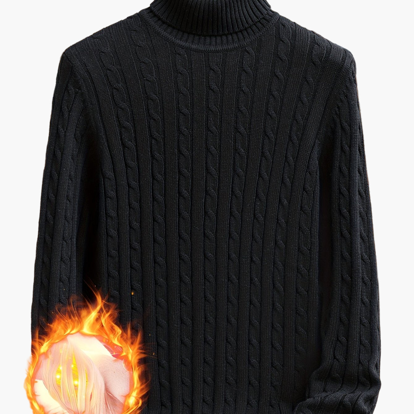 Herren Strickpullover mit Zopfmuster – Rollkragen, stilvoll & bequem, ideal für Freizeit und Alltag