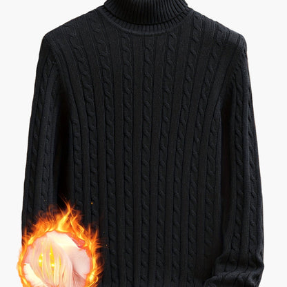 Herren Strickpullover mit Zopfmuster – Rollkragen, stilvoll & bequem, ideal für Freizeit und Alltag