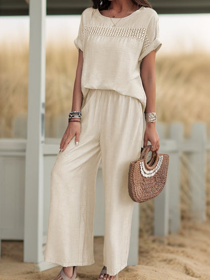 Damen Sommer Jumpsuit mit Häkel-Detail – Eleganter Einteiler für Strand und Alltag