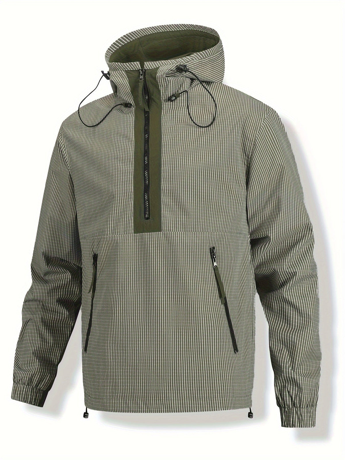 Anorak Jacke gestreift mit Kapuze und Reißverschluss