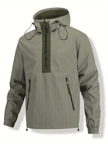 Anorak Jacke gestreift mit Kapuze und Reißverschluss