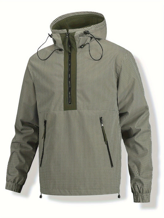 Anorak Jacke gestreift mit Kapuze und Reißverschluss