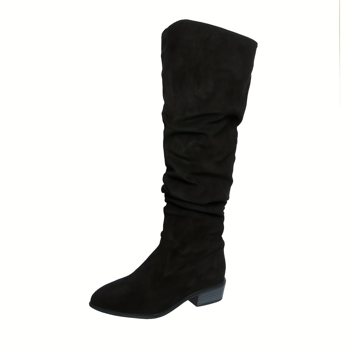 Damen Overknee Stiefel Spitz mit Blockabsatz Slouchy