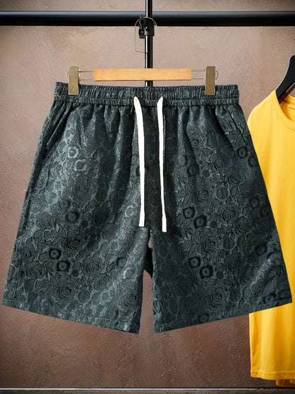 Herren Premium Jacquard-Shorts mit Rosenmuster – Modische Freizeithose für stilbewusste Looks