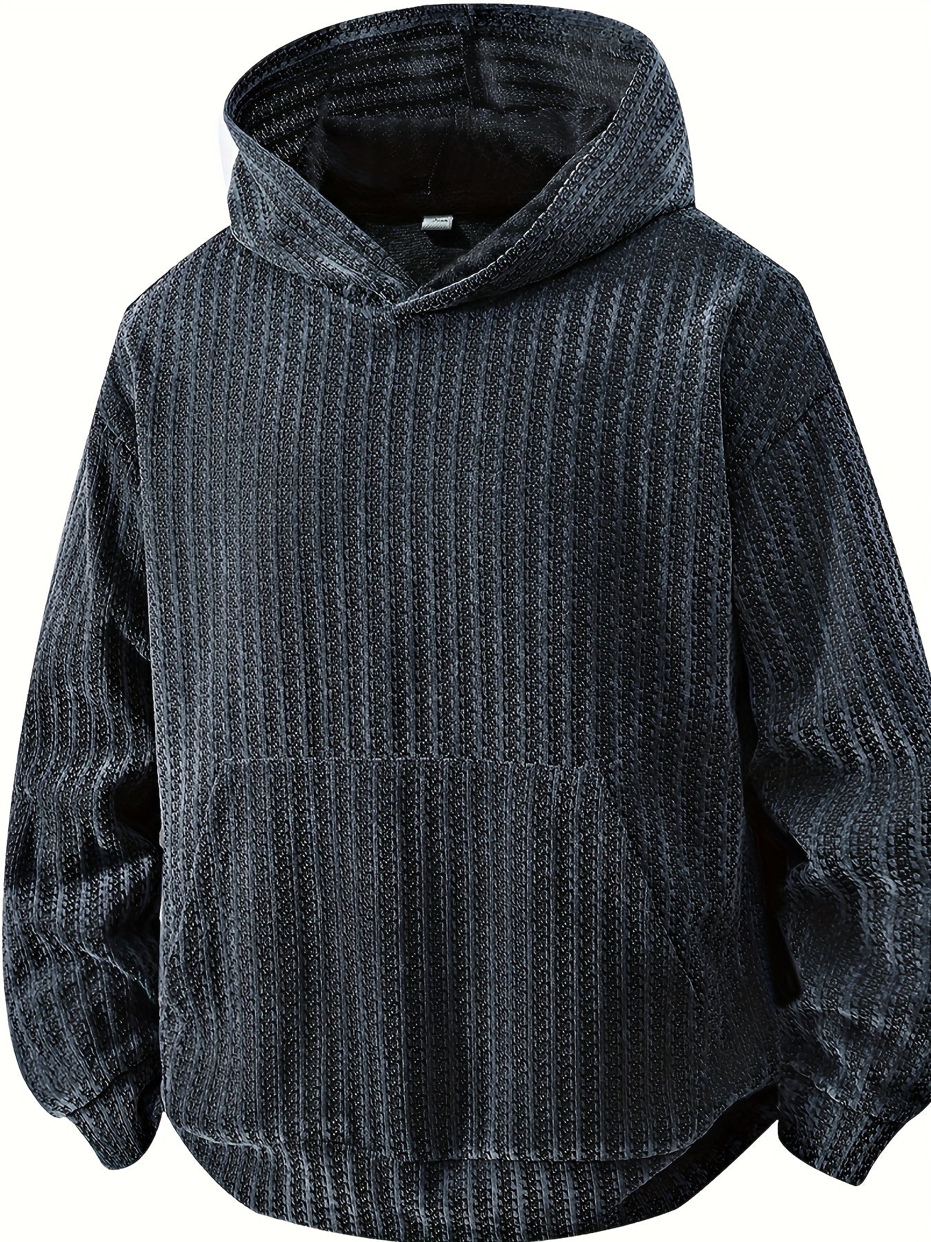 Hoodie mit Kapuze und Kängurutasche – Gerippter Strukturstoff