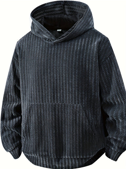 Hoodie mit Kapuze und Kängurutasche – Gerippter Strukturstoff