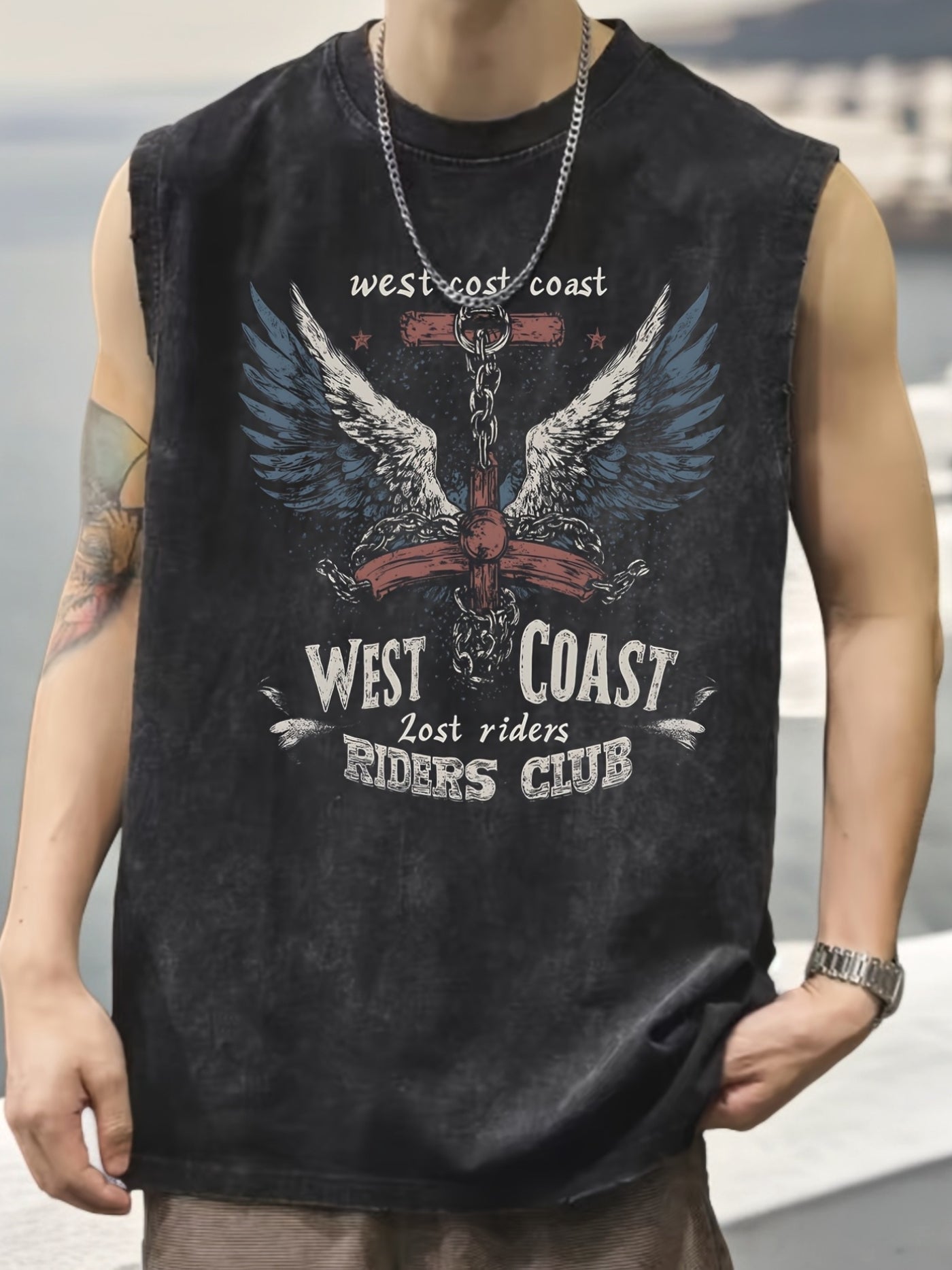 Herren Biker Tanktop West Coast Riders Club Vintage Style