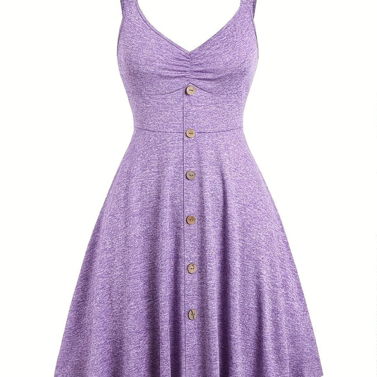 Damen Sommerkleid mit Knopfleiste und V-Ausschnitt – Eleganter Freizeit-Look für Alltag und Urlaub