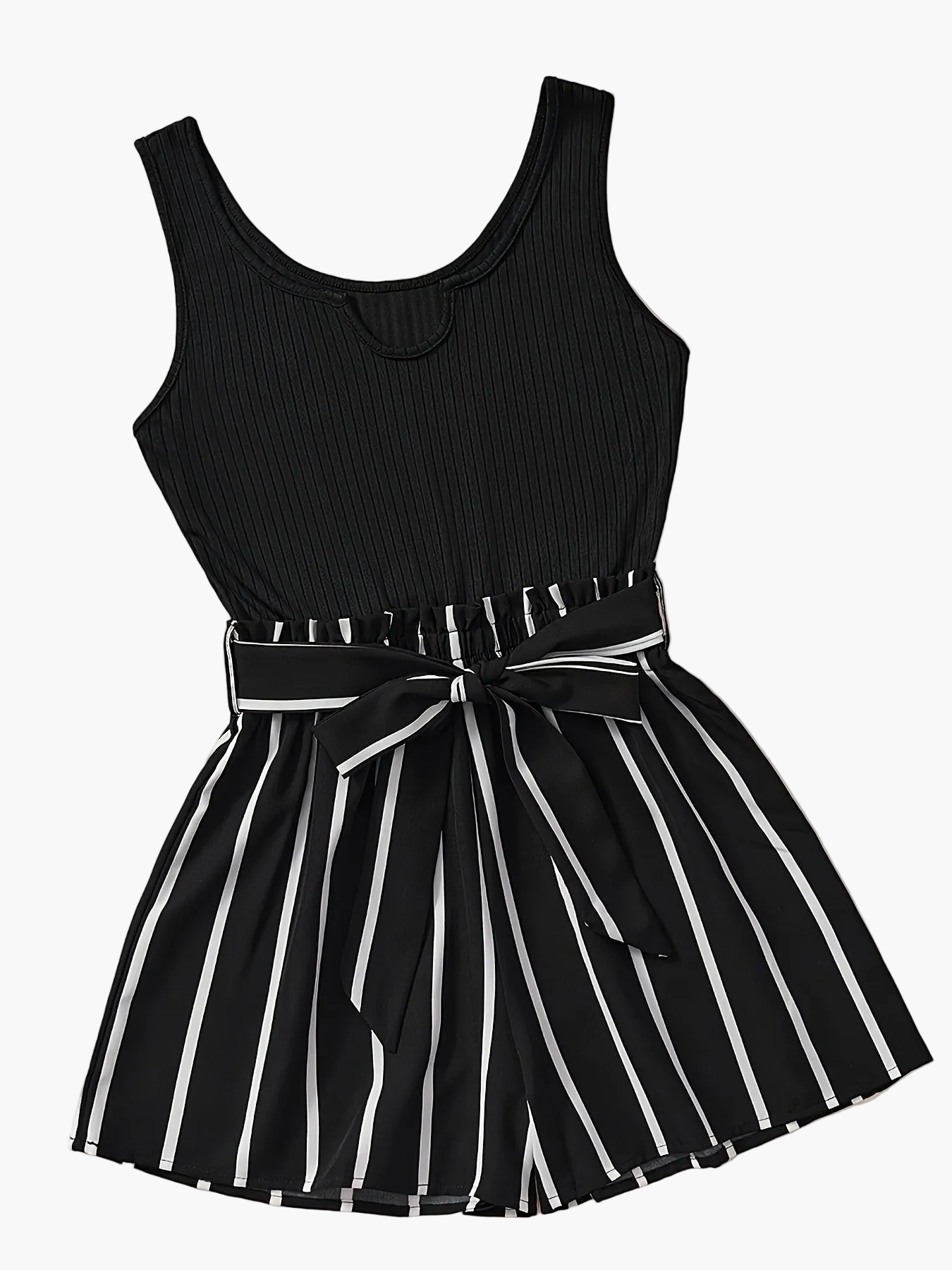Damen Eleganter Jumpsuit mit Streifen und Schleife – Perfekt für Frühling und Sommer
