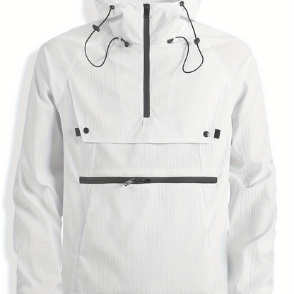 Unisex Anorak Jacke mit Kapuze und Reißverschlusstasche