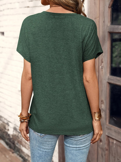 Damen Freizeitshirt mit Knopfleiste – Lockeres T-Shirt für Alltag & Freizeit