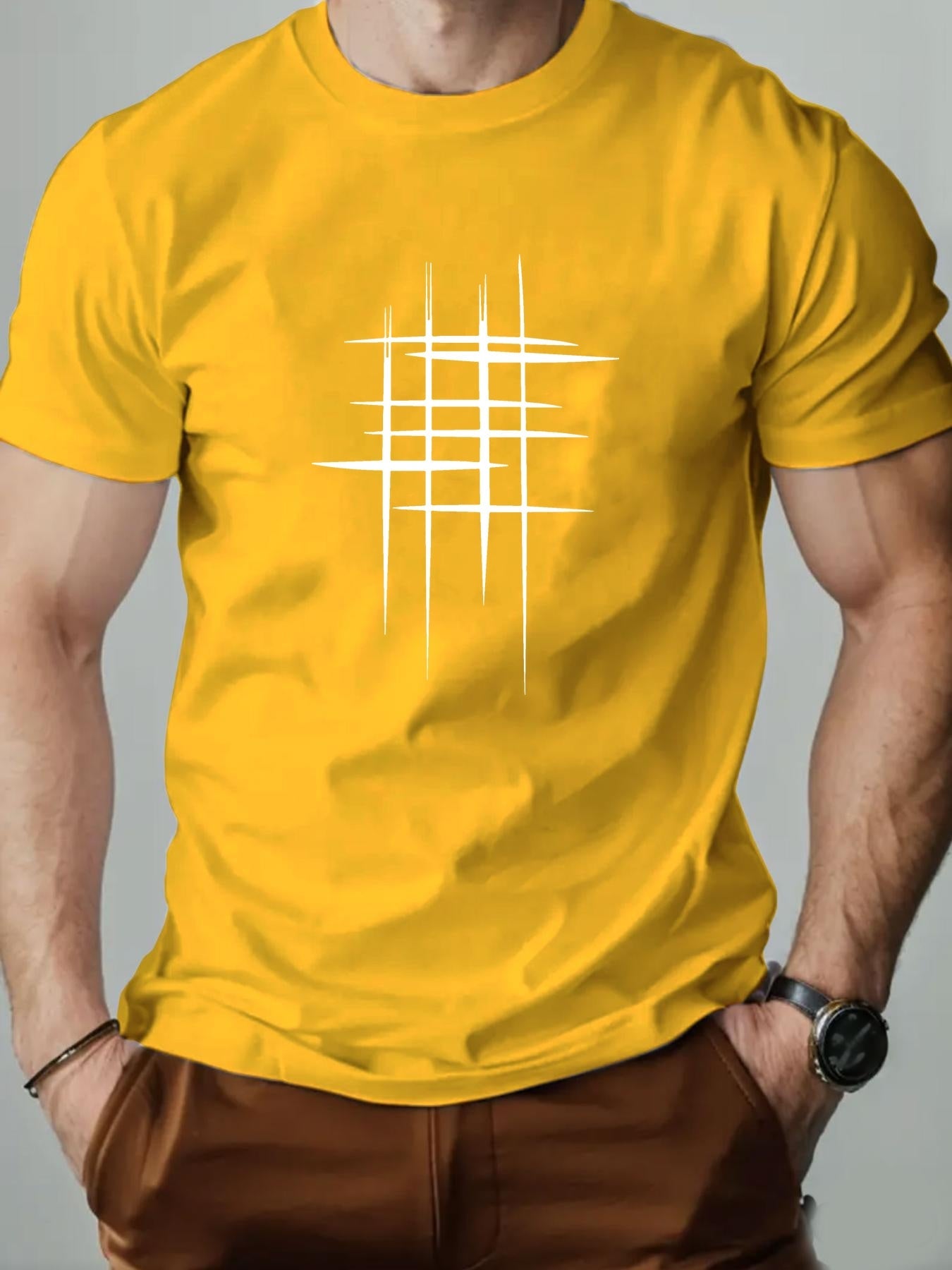 Herren T-Shirt mit modernem abstraktem Linien-Print – Casual Style für Alltag & Freizeit