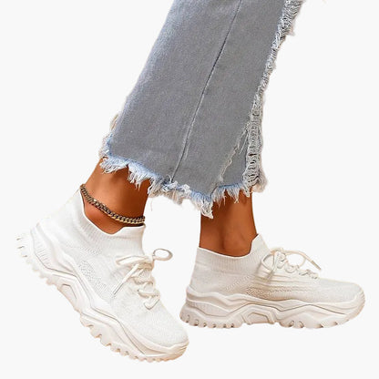 Damen Chunky Sneaker mit Strickschaft und dicker Sohle – Modische Alltagsschuhe für Freizeit und Streetstyle