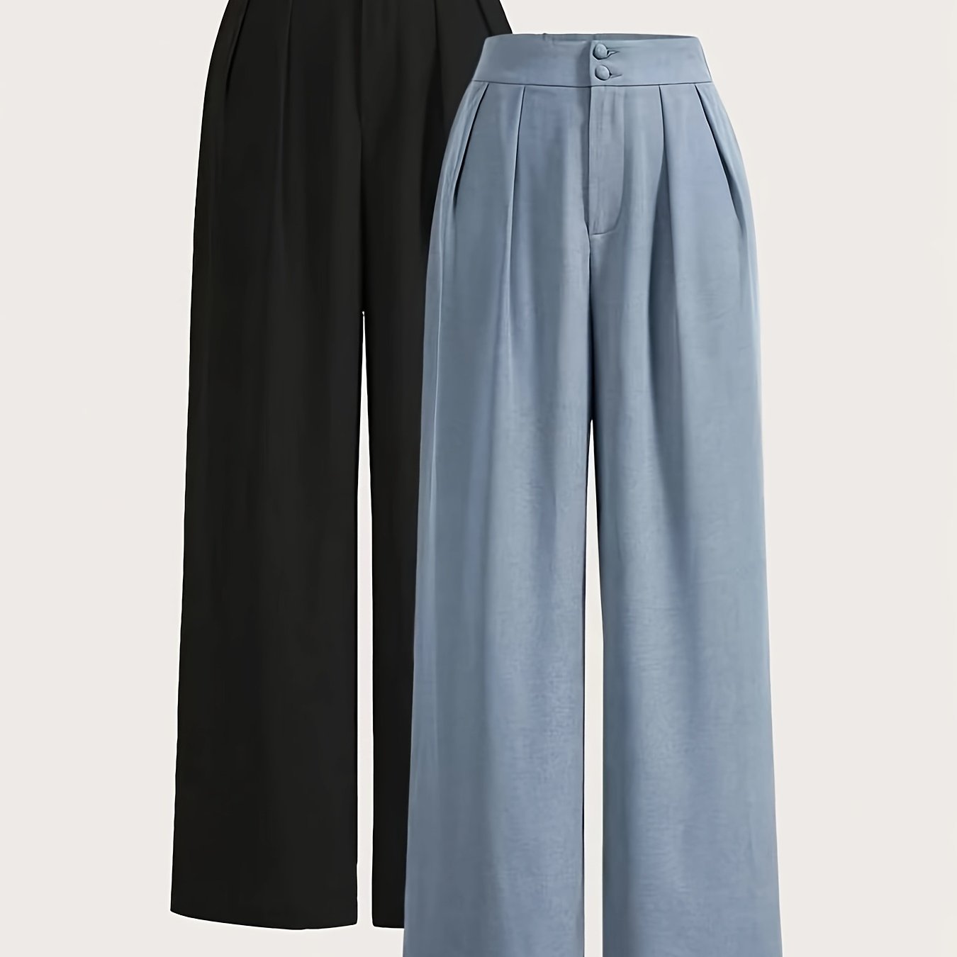Damen Weite High-Waist Anzughose Elegant mit Bügelfalten Business & Freizeit