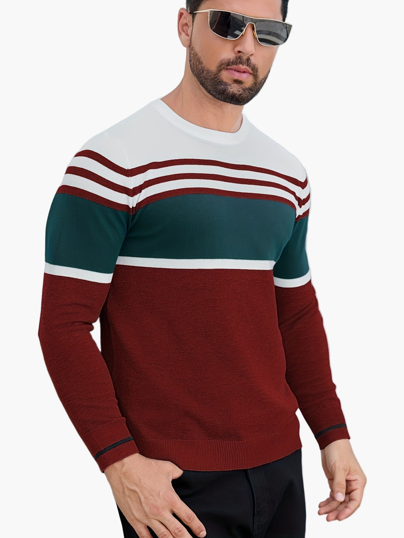 Herren Pullover mit Streifenmuster – Moderner Casual Strickpullover für Alltag und Freizeit
