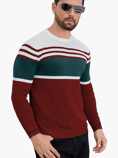 Herren Pullover mit Streifenmuster – Moderner Casual Strickpullover für Alltag und Freizeit