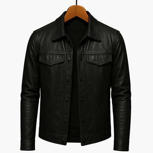 Herren Veganem Lederjacke im modernen Moto-Stil für Freizeit und Alltag