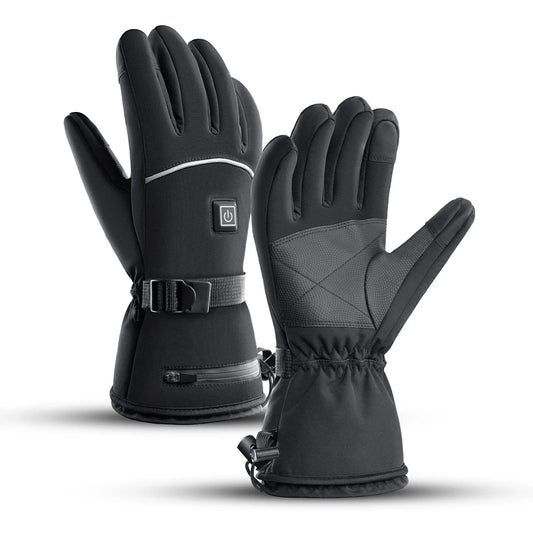 Beheizbare Handschuhe Schwarz mit Touchscreen-Funktion & Schnallenverschluss