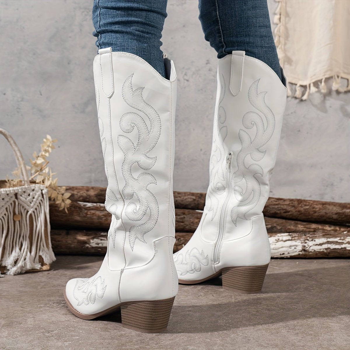 Damen Westernstiefel mit Stickerei | Braune Cowboystiefel