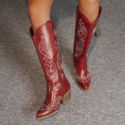 Damen Westernstiefel mit Stickerei | Braune Cowboystiefel