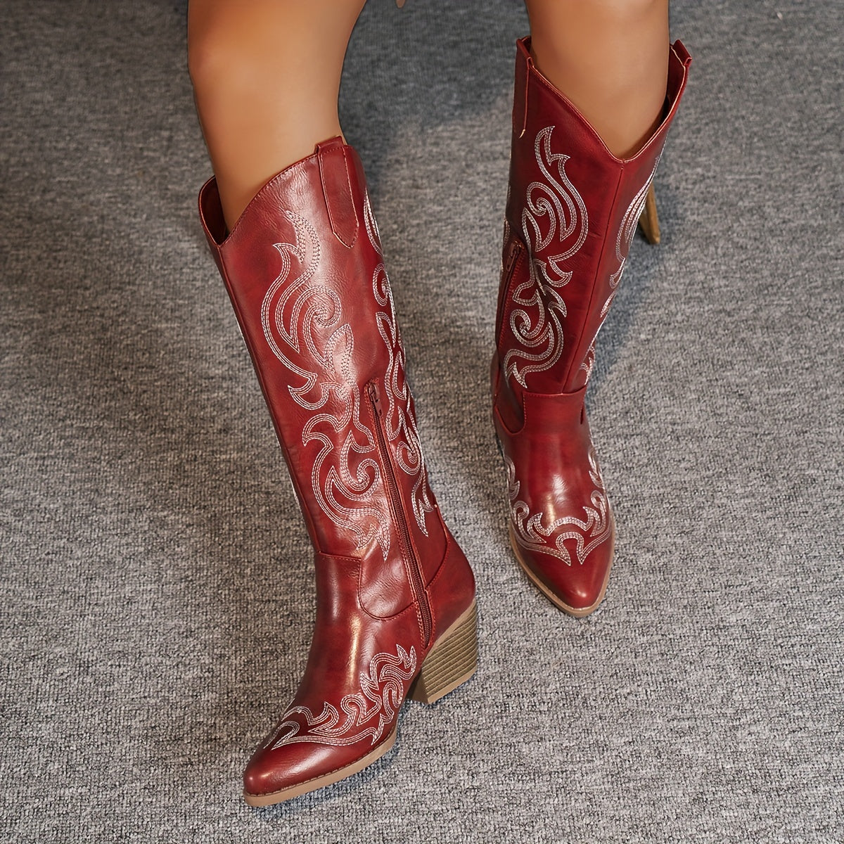 Damen Westernstiefel mit Stickerei | Braune Cowboystiefel