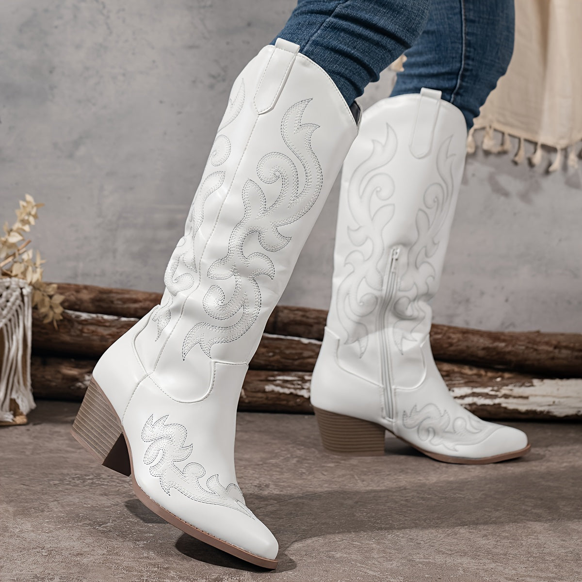 Damen Westernstiefel mit Stickerei | Braune Cowboystiefel