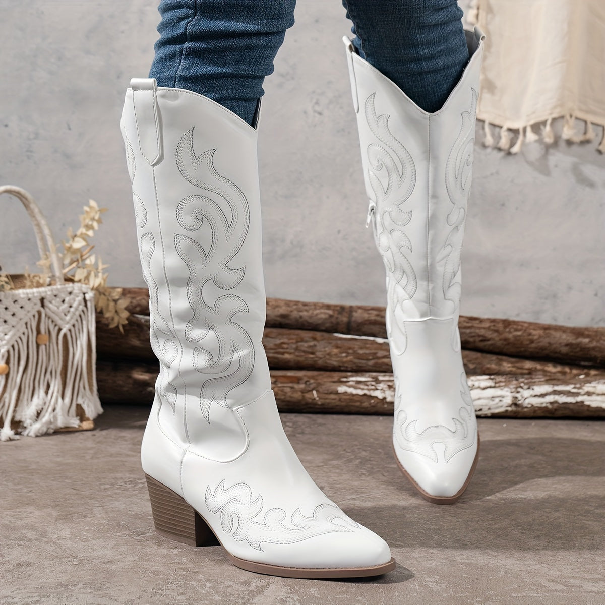 Damen Westernstiefel mit Stickerei | Braune Cowboystiefel
