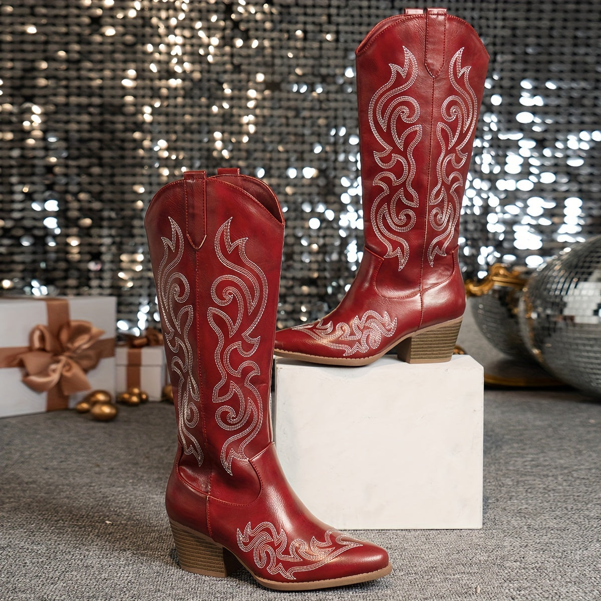 Damen Westernstiefel mit Stickerei | Braune Cowboystiefel